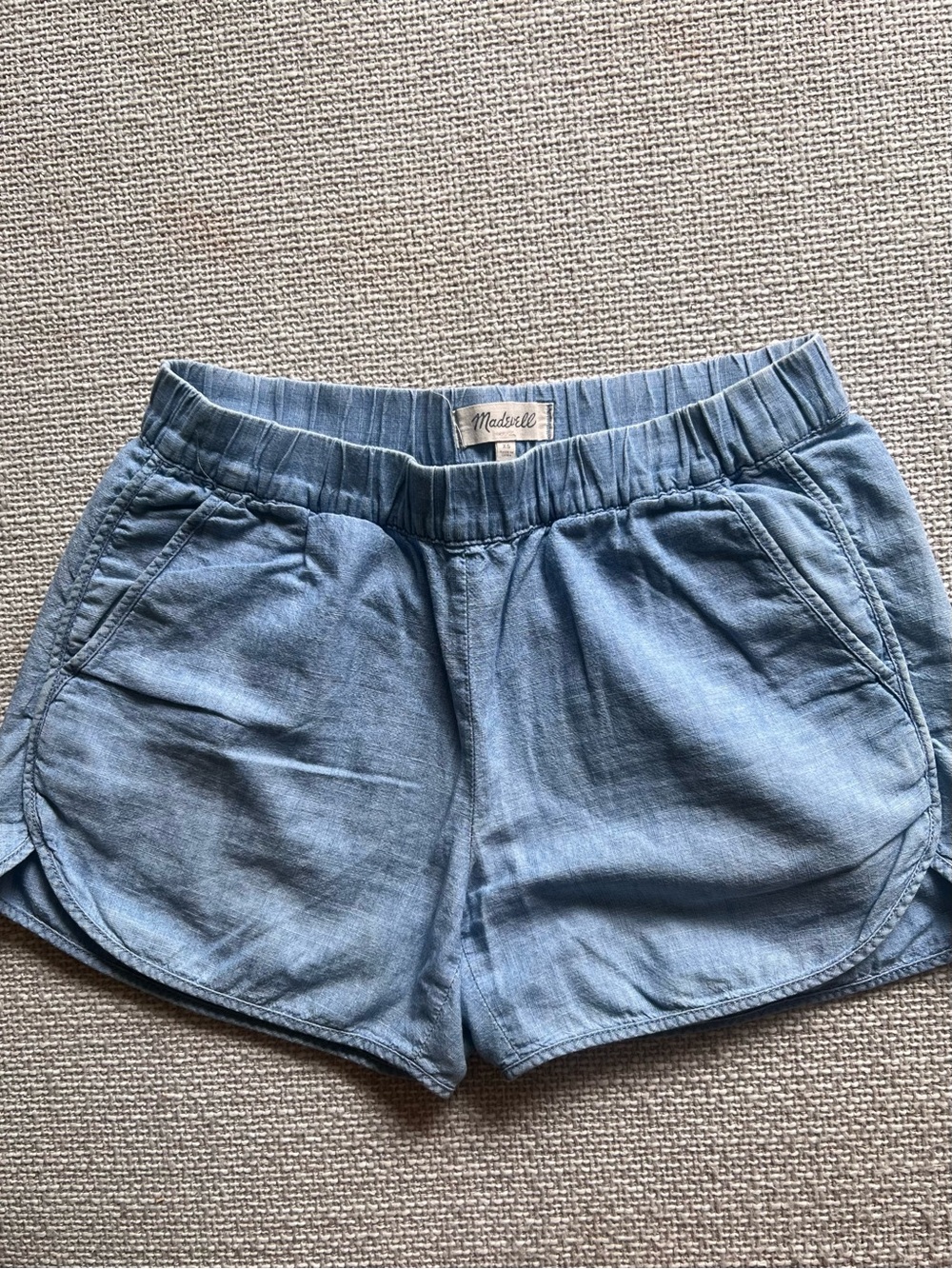 Madewell Chambray Elastic-Waist Women’s Shorts in Light Blue XSmall